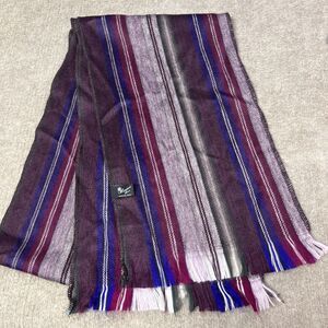 Winterbourne Alpaca Andean Silk Fringe Scarf‎ Purple Lavender Striped Fuzzy 80”